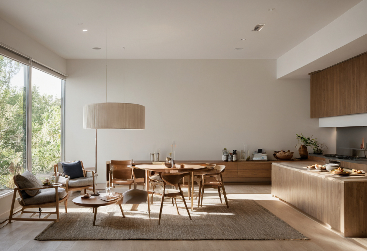 Window orientation and time of day determine how daylight changes interior color shown in a luxury residential interior